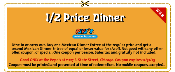 Half Price Dinner